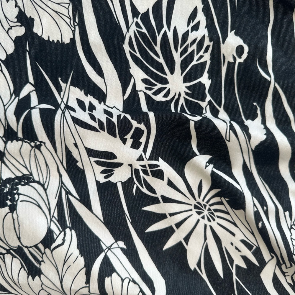 Y2K Vintage Express Black White Hawaiian Tropical Tube Strapless Dress - Picture 8 of 13